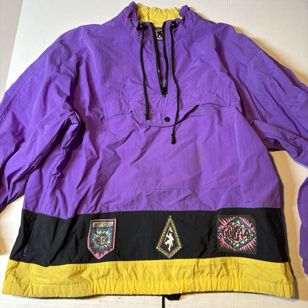 Vintage Gotcha Jacket Mens Windbreaker Colorblock Nylon Blend Zip XL A3778